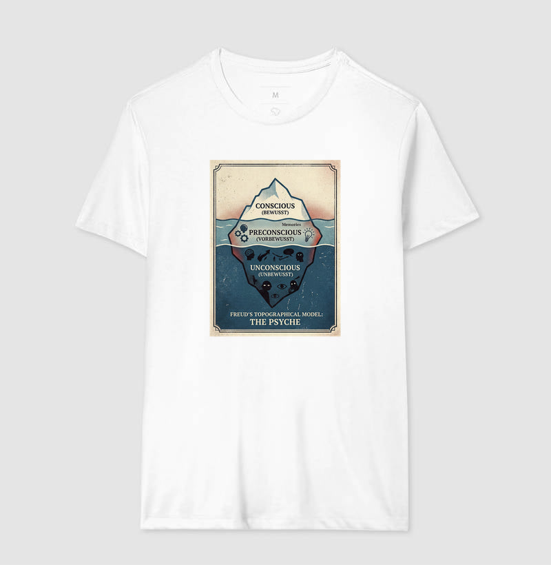 Camiseta Psicanálise Freud - Primeira Tópica (Iceberg Topographical Model) | Vintage Poster