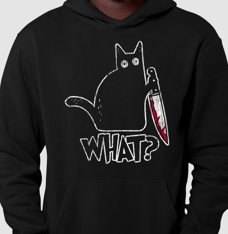 Hoodie Moletom Gato "What?" | O Suspeito Sem Remorso