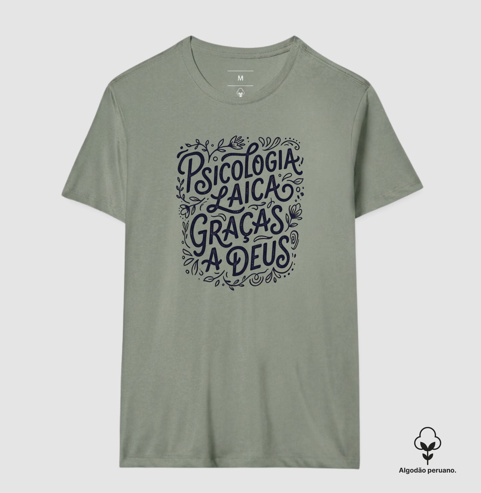Camiseta Algodão Peruano "Psicologia Laica Graças a Deus" | Edição Hand Lettering