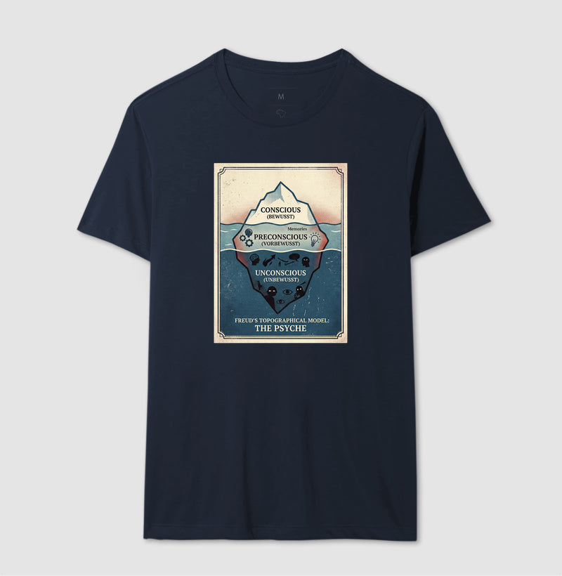 Camiseta Psicanálise Freud - Primeira Tópica (Iceberg Topographical Model) | Vintage Poster