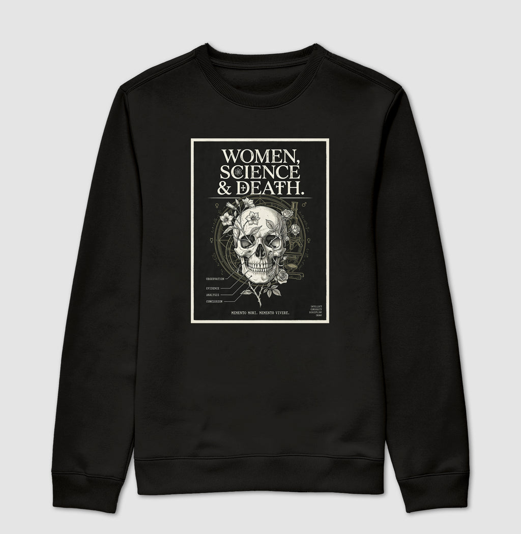 Suéter Moletom Gótica Científica "Women, Science & Death" | Memento Mori
