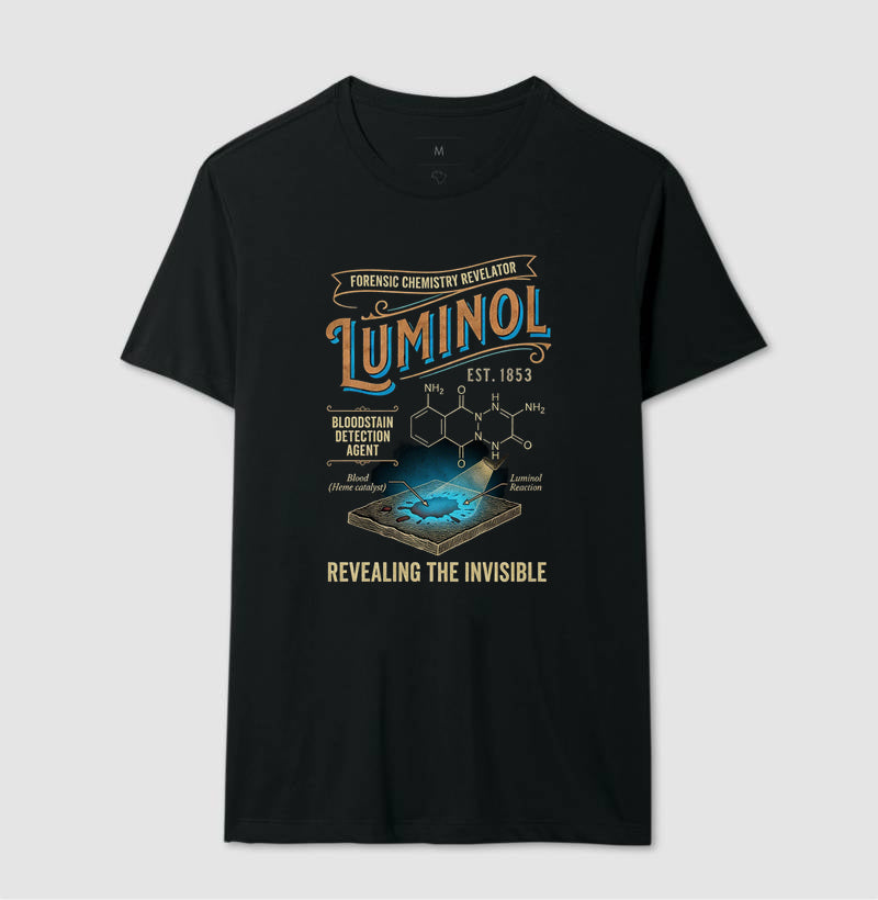 Camiseta Química Forense - Luminol: Revelando o Invisível | Vintage Science