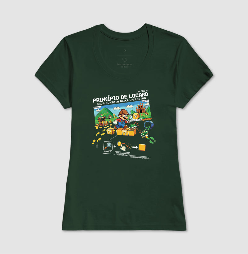 Camiseta Criminalística Locard - Transferência de Evidência 8-Bits | Forensic Gamer