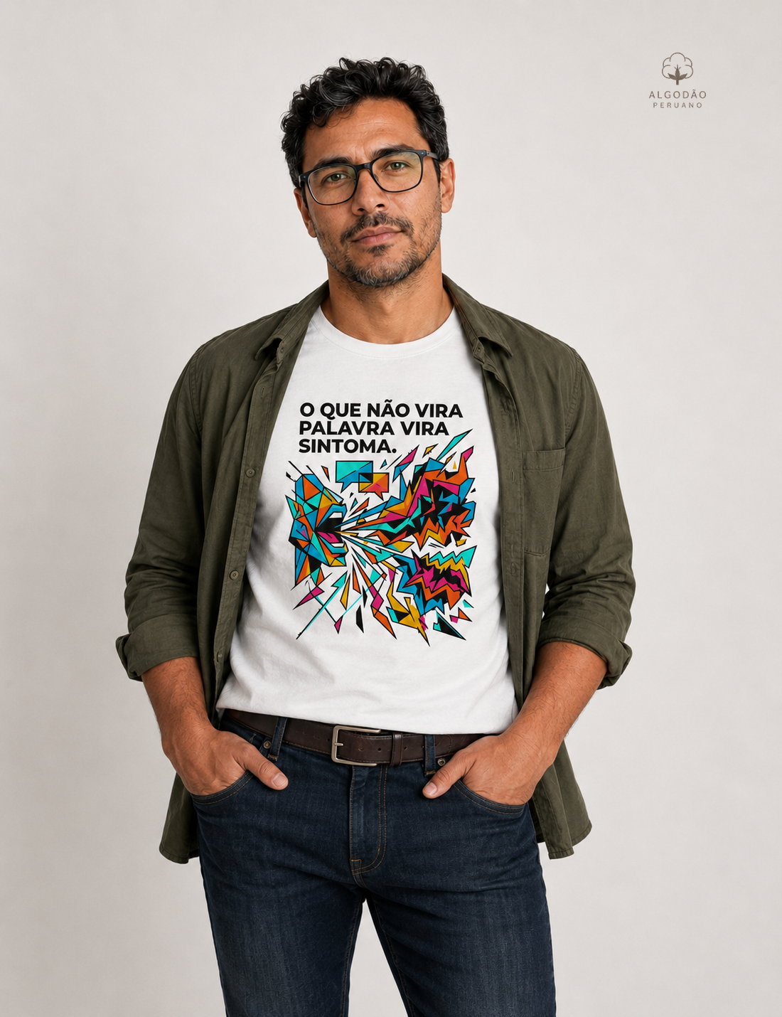 Camiseta Algodão Peruano Palavra e Sintoma | Psicologia & Conexão